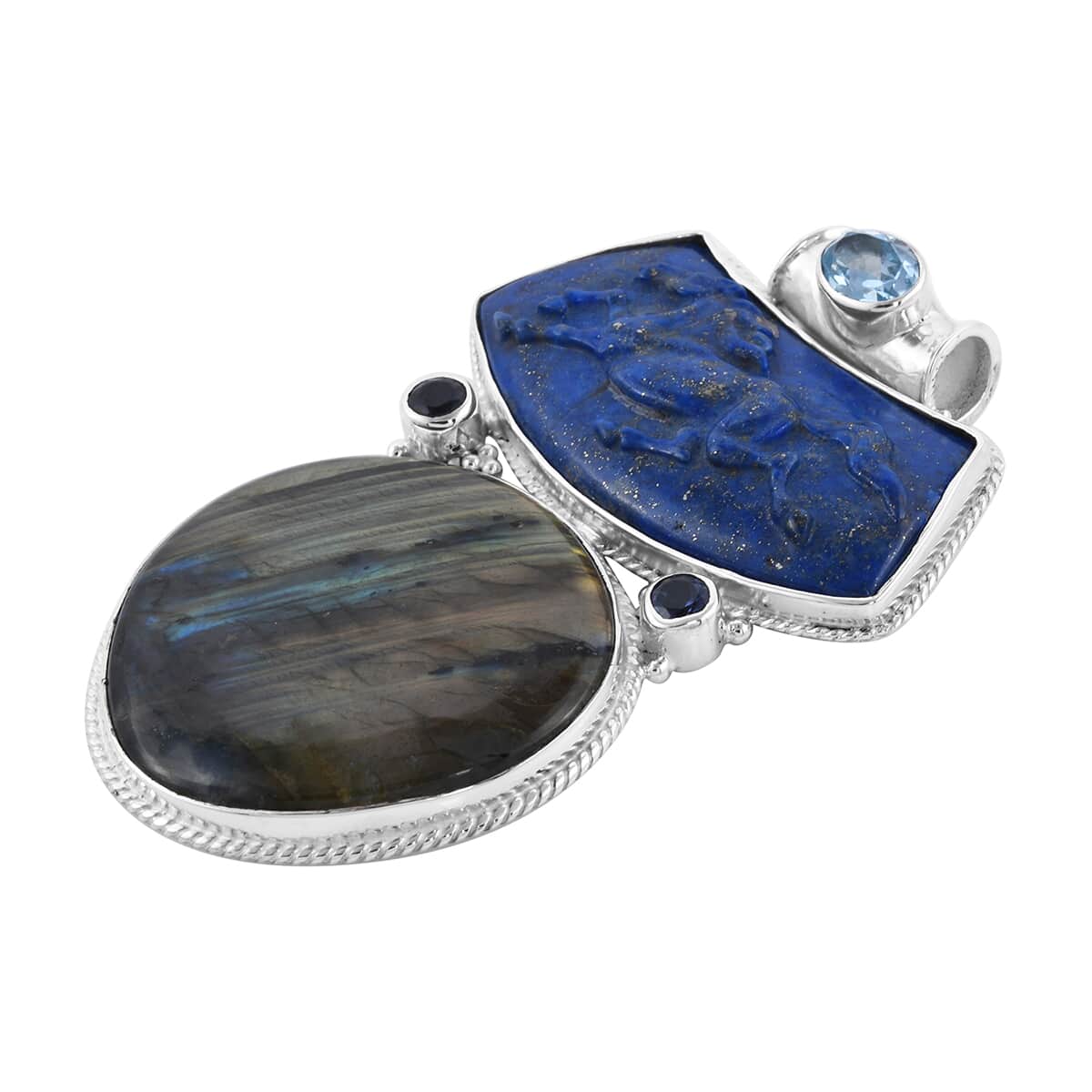 Sajen Silver Malagasy Labradorite and Multi Gemstone Pendant in Sterling Silver 158.35 ctw image number 3