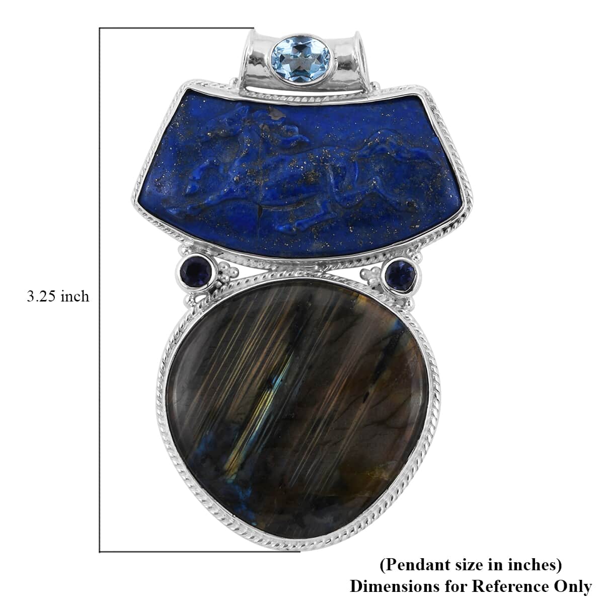 Sajen Silver Malagasy Labradorite and Multi Gemstone Pendant in Sterling Silver 158.35 ctw image number 5