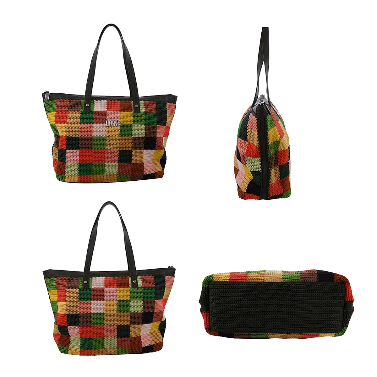 DOWA Olive Green, Multicolor 100% Nylon with Leather Handwoven Tote Bag image number 1
