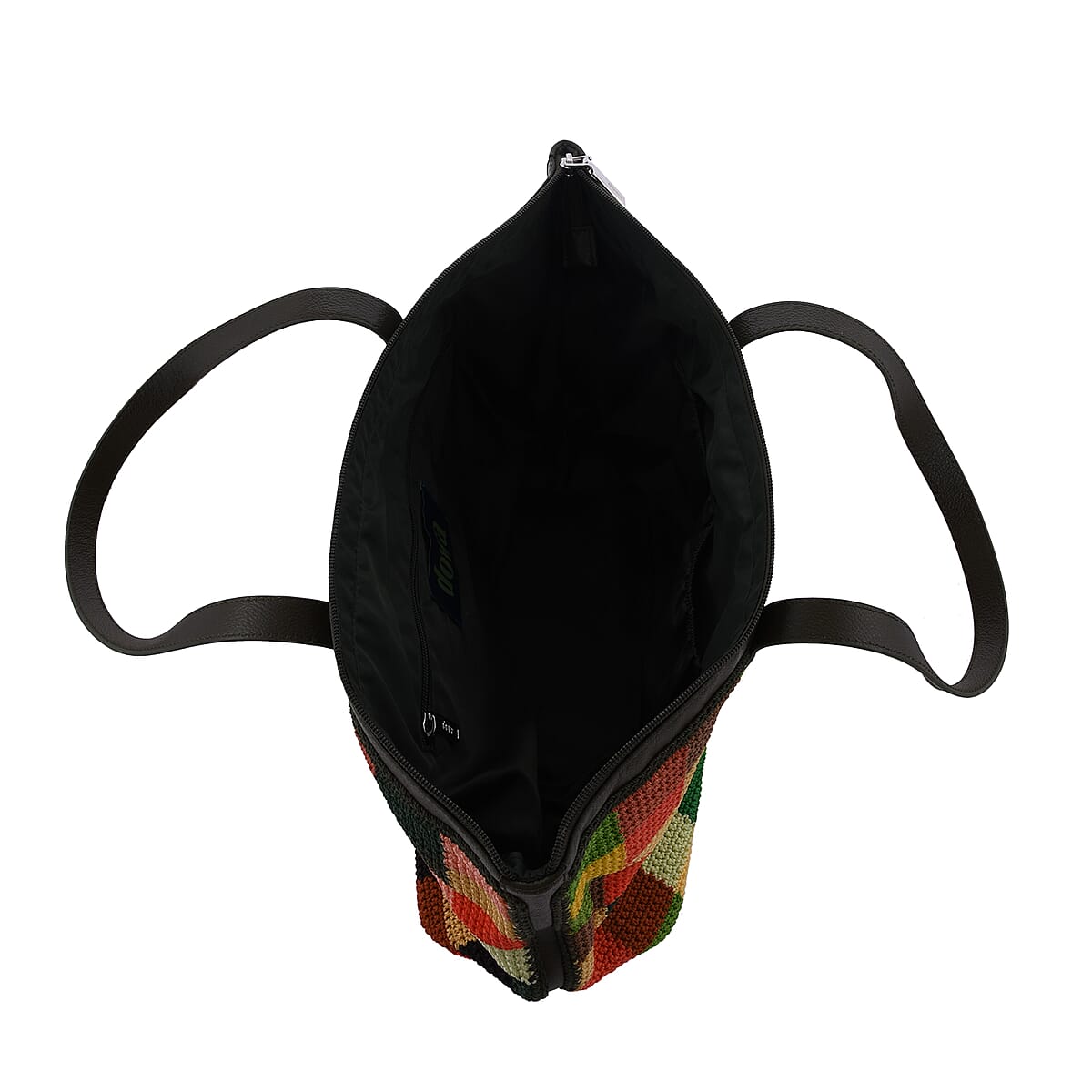 DOWA Olive Green, Multicolor 100% Nylon with Leather Handwoven Tote Bag image number 2