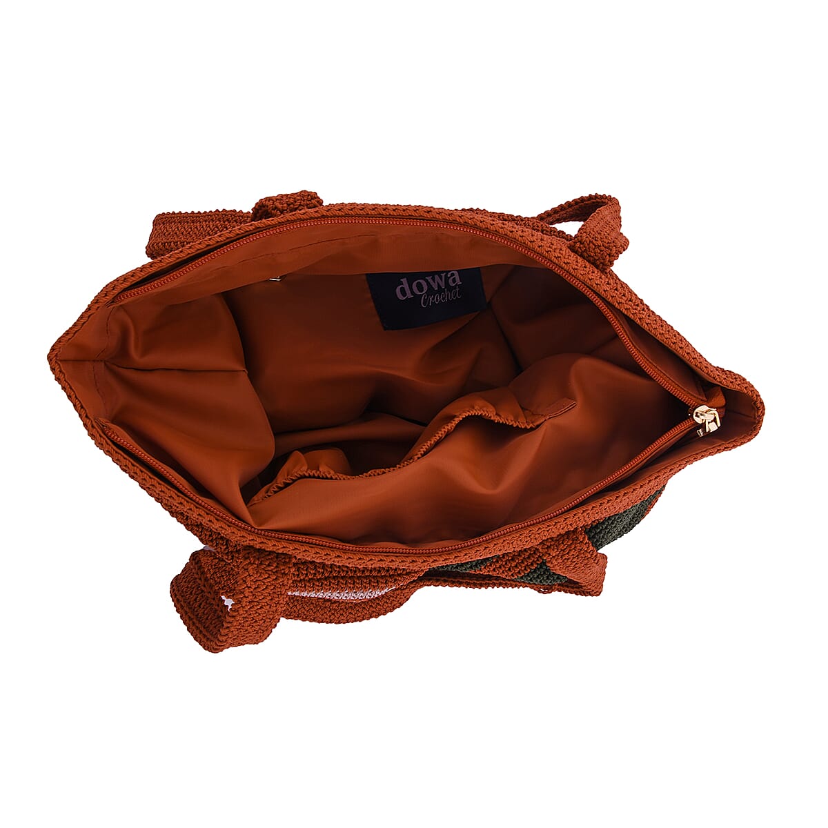 DOWA Orange, White and Green 100% Nylon Handwoven Tote Bag image number 2