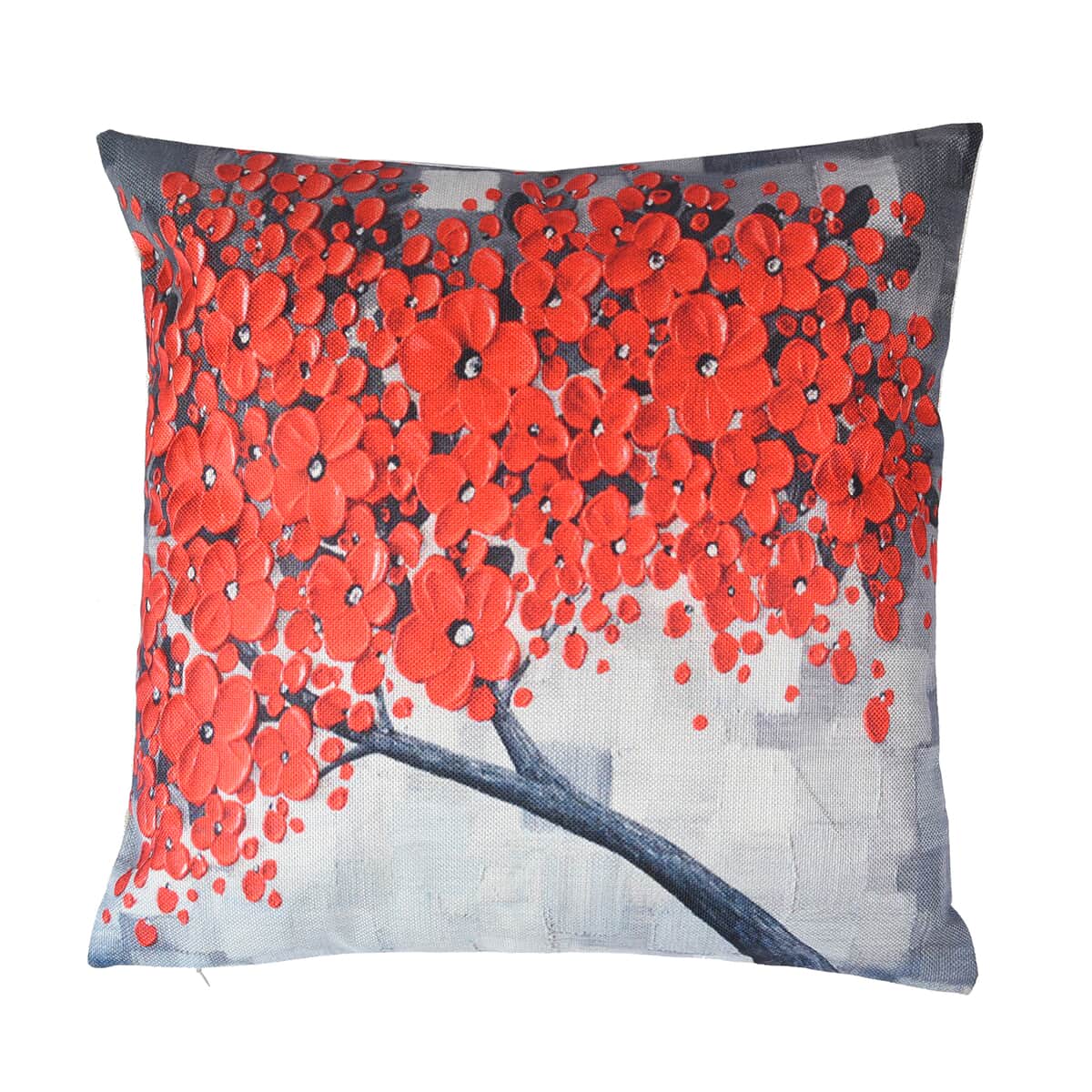 Homesmart Gray & Orange Floral Tree Pattern 100% Polyester Cushion Cover Set of 2, Wrinkle Resistant Ultra Soft Cushion Cover Set with Zipper Closure image number 1