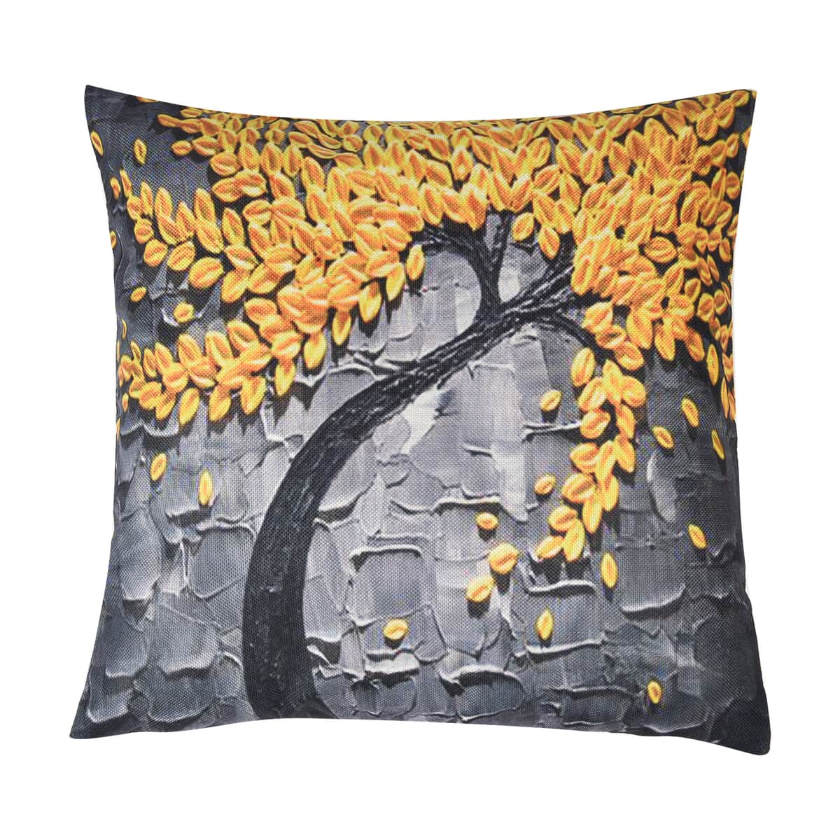 Homesmart Gray & Yellow Floral Tree Pattern 100% Polyester Cushion Cover Set of 2, Wrinkle Resistant Ultra Soft Cushion Cover Set with Zipper Closure image number 1