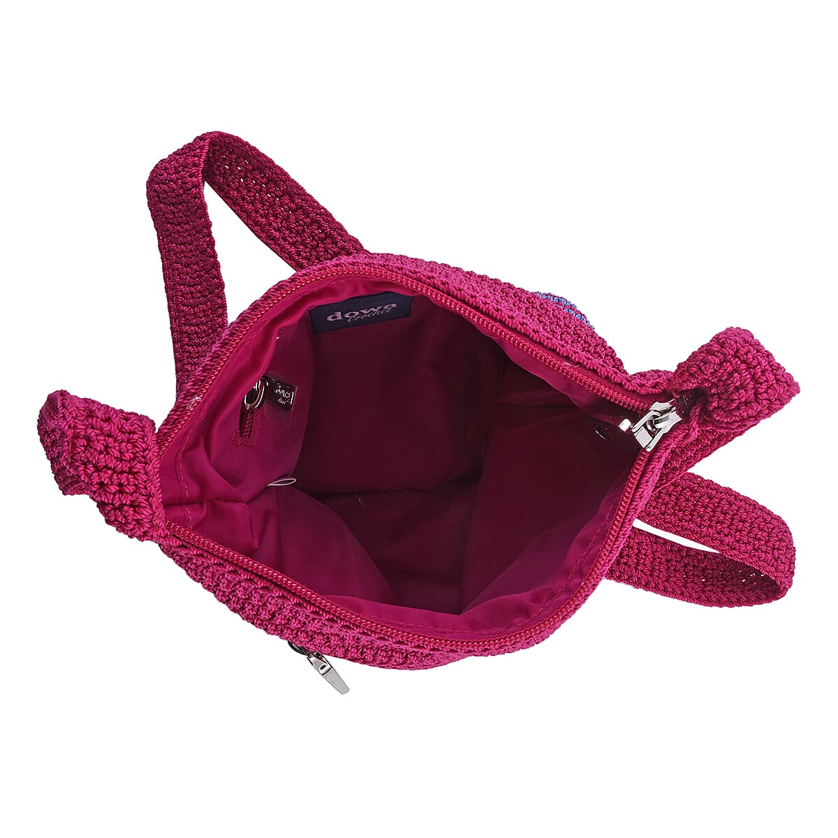 DOWA Dark Pink, Purple and Navy 100% Nylon Handwoven Crossbody Bag image number 2