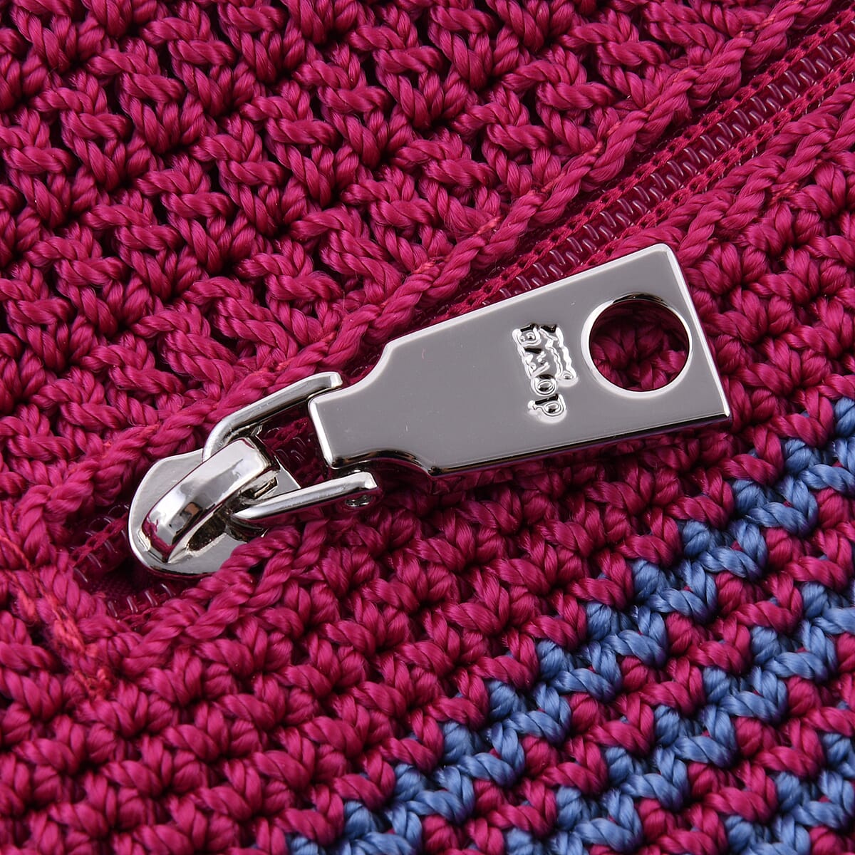 DOWA Dark Pink, Purple and Navy 100% Nylon Handwoven Crossbody Bag image number 4