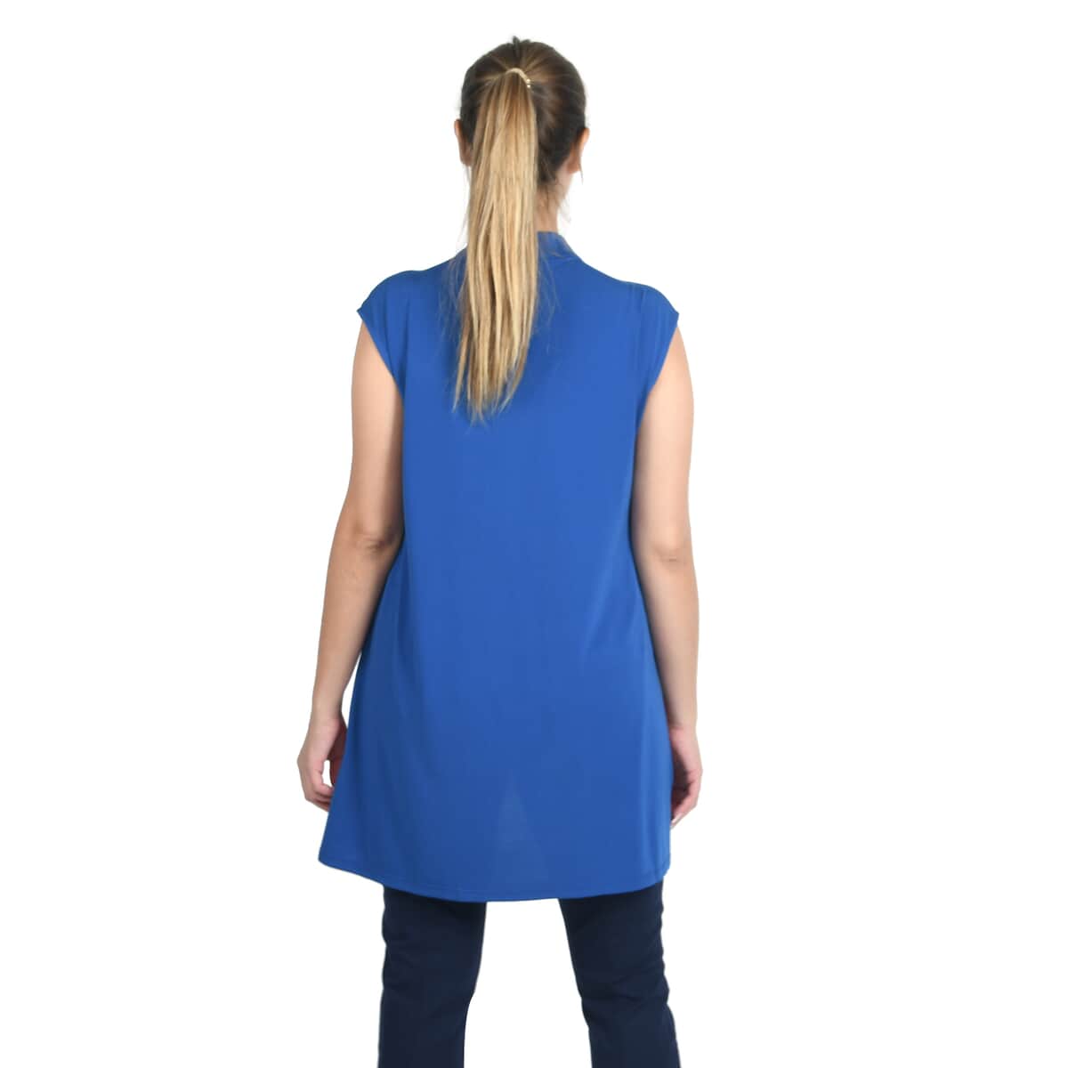 JOVIE Blue Floral Printed Sleeveless Tunic with Buttons (L) image number 1