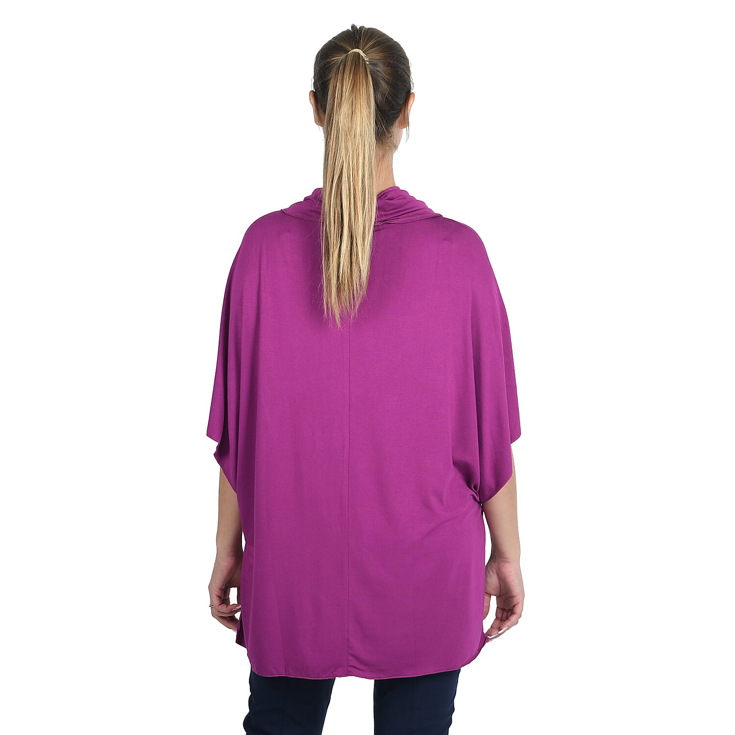 JOVIE Magenta Loose Drape Cowl Neck Top (S)
