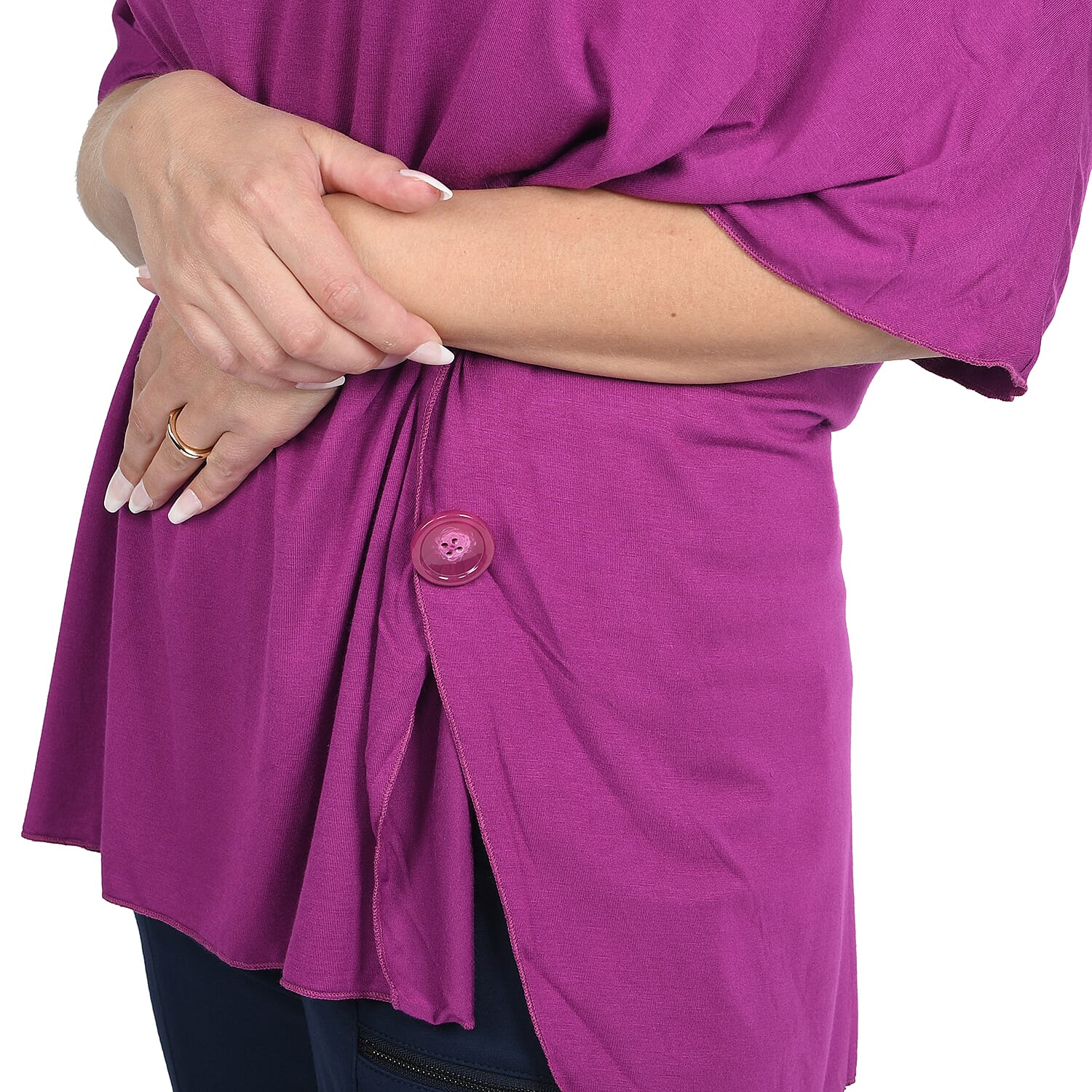 JOVIE Magenta Loose Drape Cowl Neck Top (S)