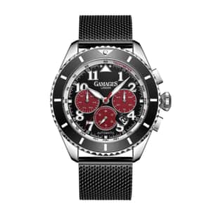 Gamages of London Limited Edition Hand Assembled Contemporary Sports Automatic Movement ION Plated Black Stainless Steel Watch 45mm with FREE GIFT PEN