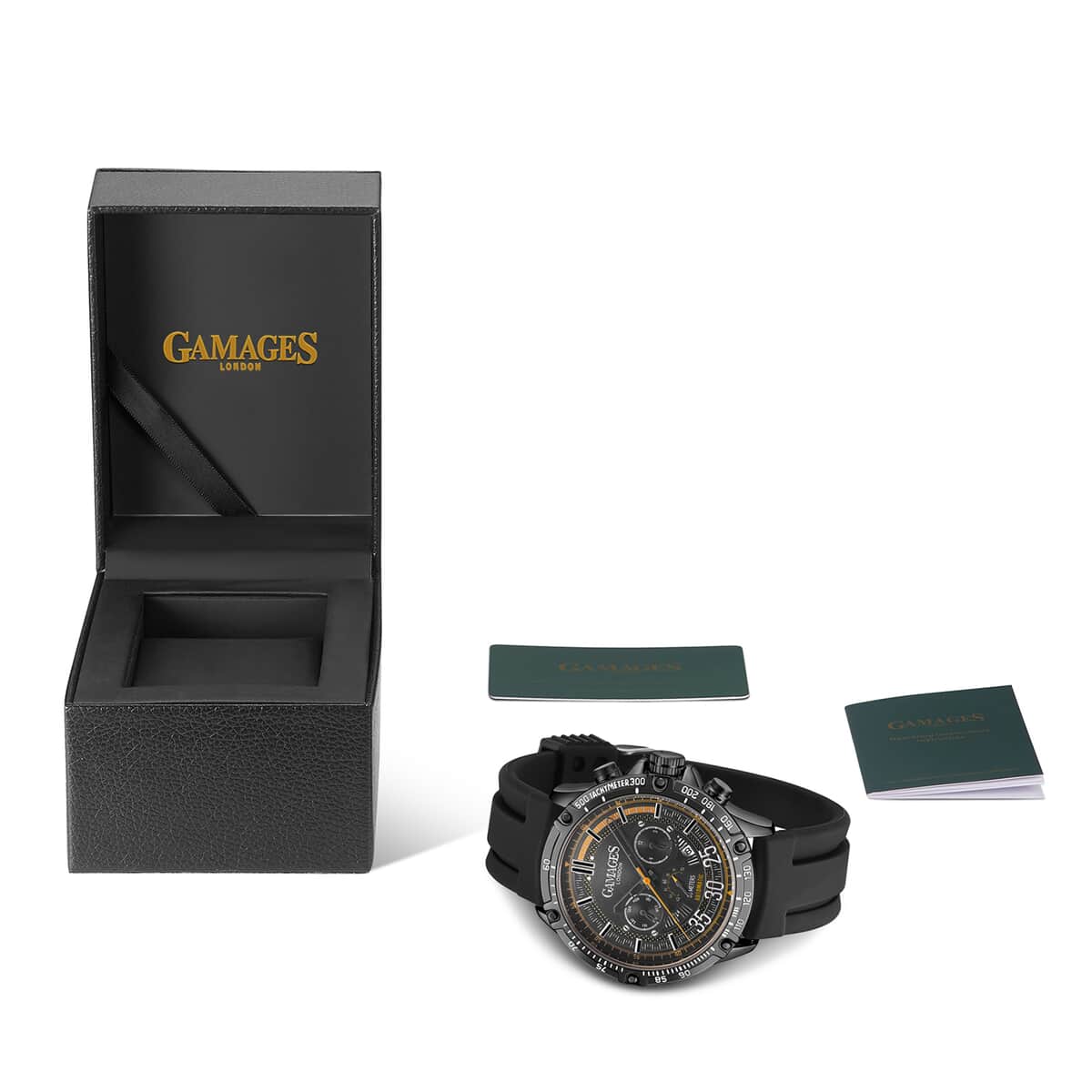 Gamages of London Limited Edition Hand Assembled Mechanical Racer Automatic Movement Silicone Strap Watch in Black (45mm) FREE GIFT PEN image number 4