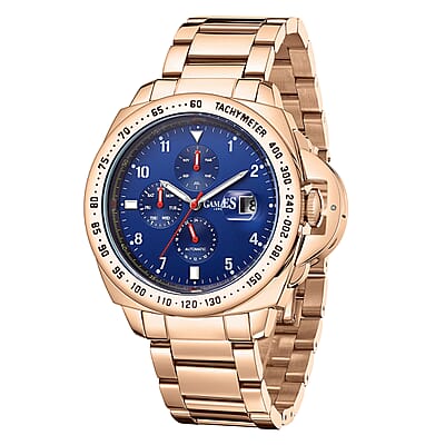 GAMAGES OF LONDON Limited Edition Hand Assembled Momentum Automatic Movement Watch in ION Plated RG Over Stainless Steel (45mm) with FREE GIFT PEN