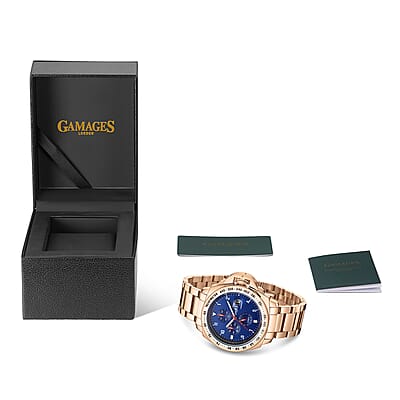 GAMAGES OF LONDON Limited Edition Hand Assembled Momentum Automatic Movement Watch in ION Plated RG Over Stainless Steel (45mm) with FREE GIFT PEN
