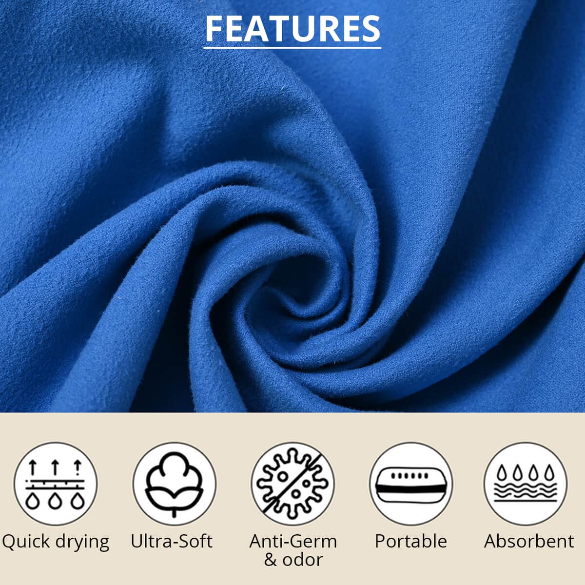 Homesmart Blue Portable Quick Drying Sport Towel (85% Polyester and 15% Polyamide) image number 2
