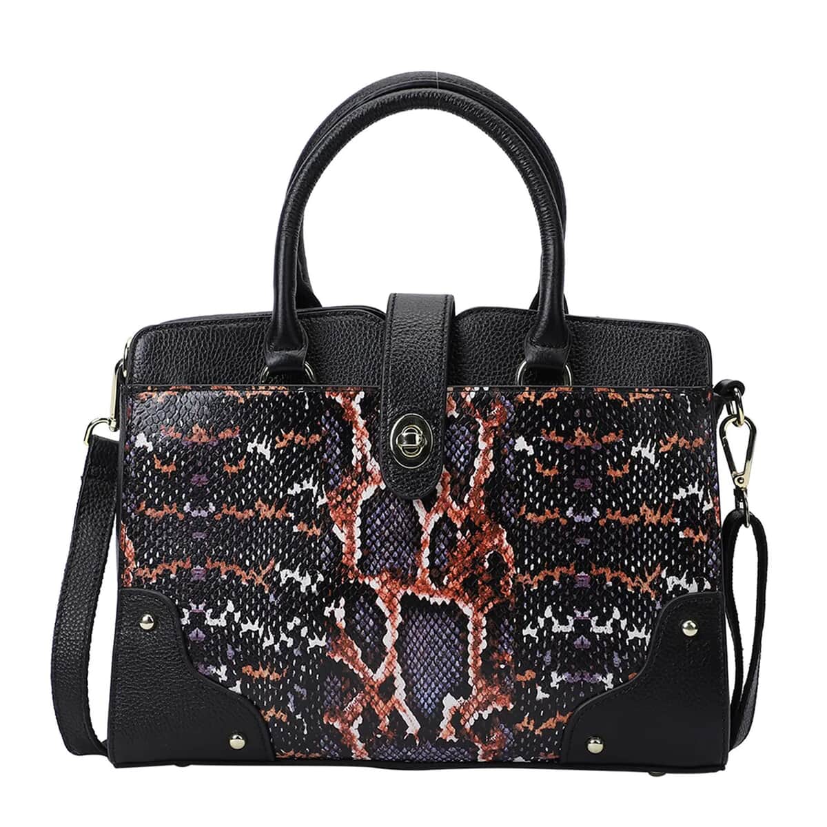 Black and Purple Snake Print Genuine Leather Convertible Tote Bag for Women , Purses , Satchel Purse , Shoulder Handbag , Designer Tote Handbag image number 0