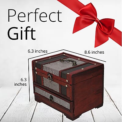 3 Layer Silver Floral Embossed Pattern Wooden Jewelry Box