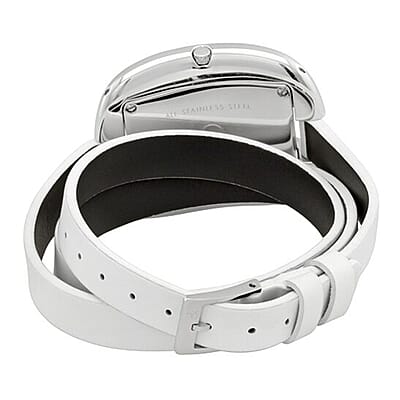 CALVIN KLEIN Treasure Swiss Movement White Genuine Leather Wrap Bracelet Strap Watch in Stainless Steel (41mm) | Designer Leather Watch | Analog Luxury Wristwatch