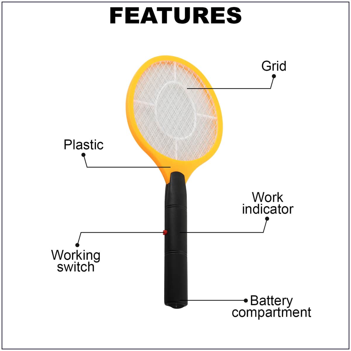 Handheld Battery Powered Bug Zapper - Yellow (Requires 2xAA Not Included) image number 2