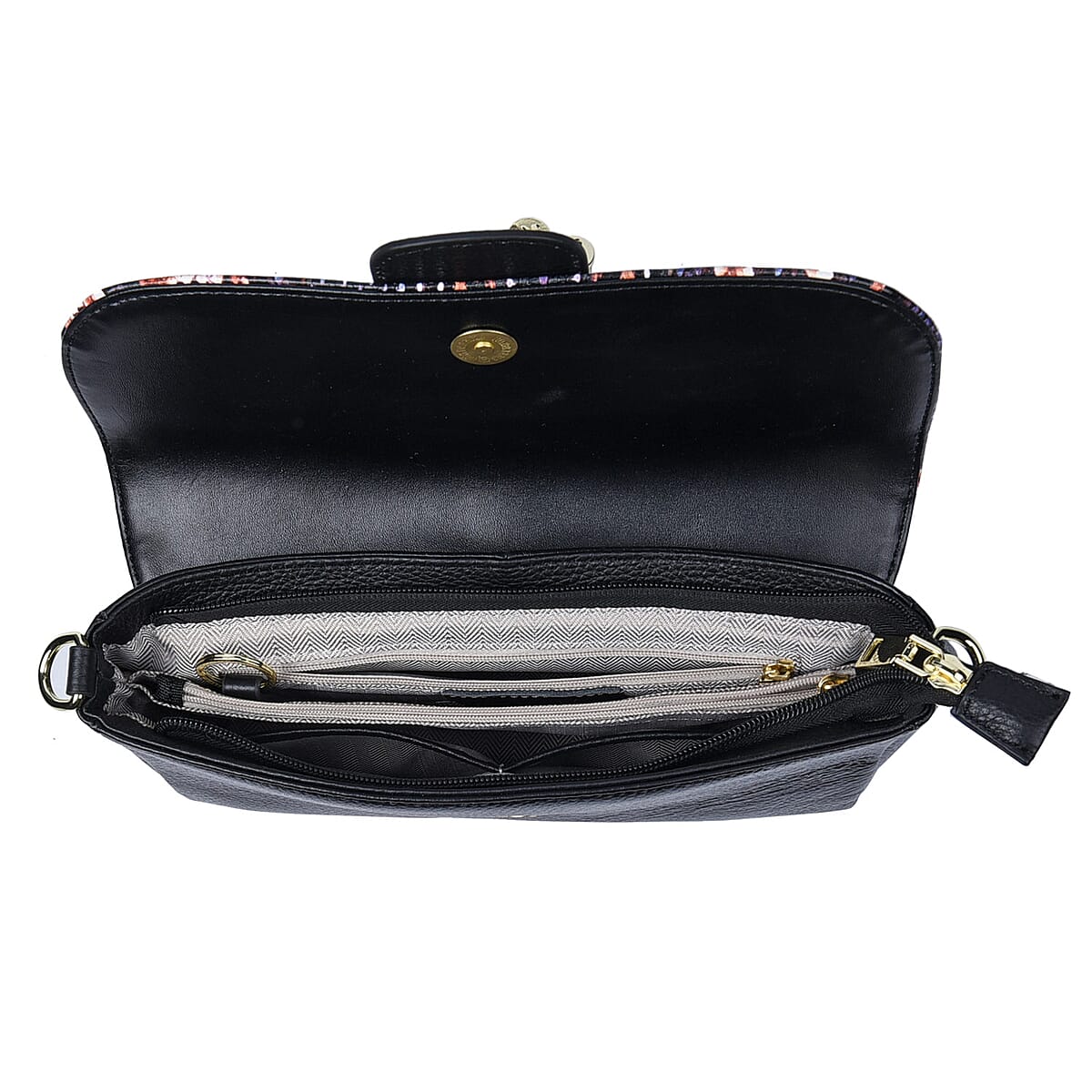 Black and Purple Snake Print Pattern Genuine Leather Crossbody Bag with Tassel, Shoulder Purse, Crossbody Handbags image number 5