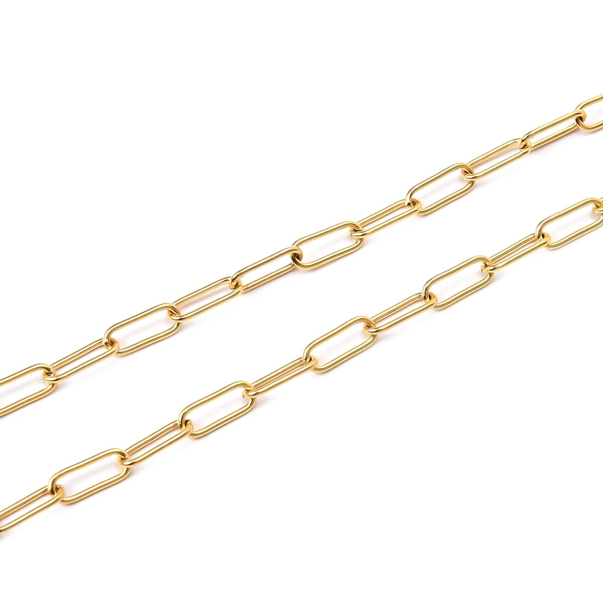 Paper Clip Chain Necklace 20 Inches in ION Plated Yellow Gold Stainless Steel image number 2