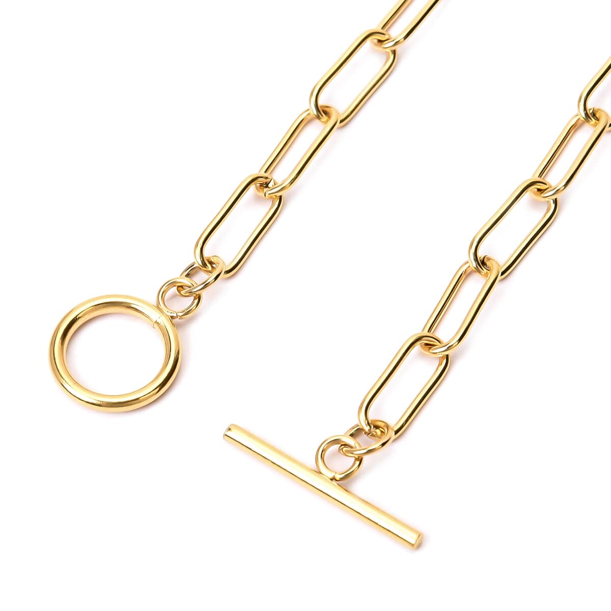 Paper Clip Chain Necklace 20 Inches in ION Plated Yellow Gold Stainless Steel image number 3