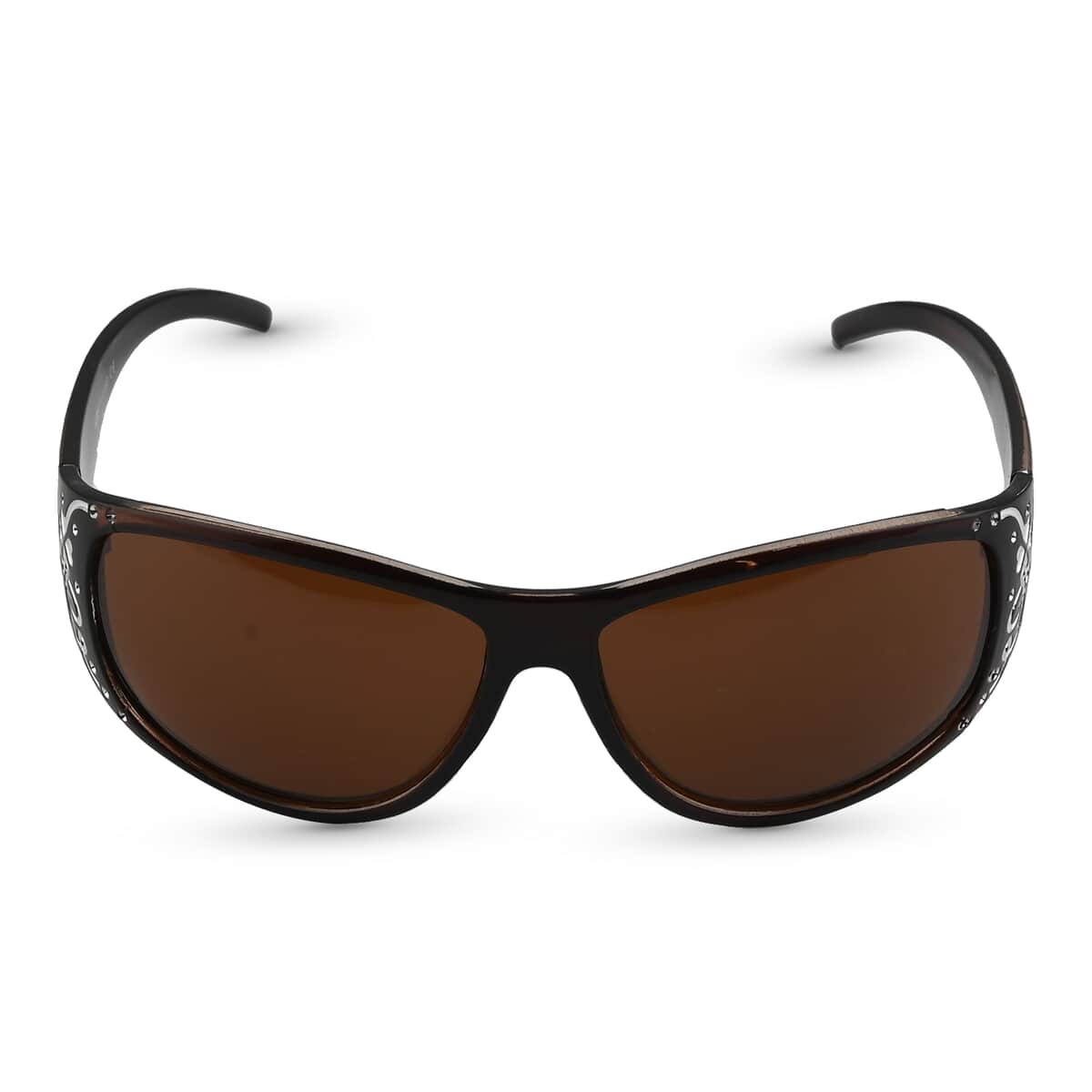 CLOSEOUT SolarX UV 400 Brown Polarized Fashion Rhinestone Sunglasses with Hard Shell Case image number 0
