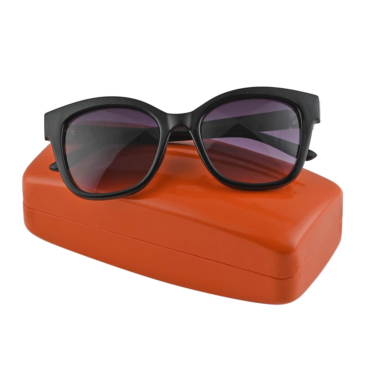 NY CLOSEOUT SolarX UV 400 Black Rhinestone Sunglasses with Hard Shell Case image number 3