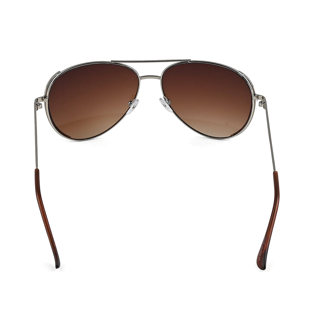 NY CLOSEOUT SolarX UV 400 Brown Gradient Aviator Rhinestone Sunglasses with Case -Goldtone image number 2