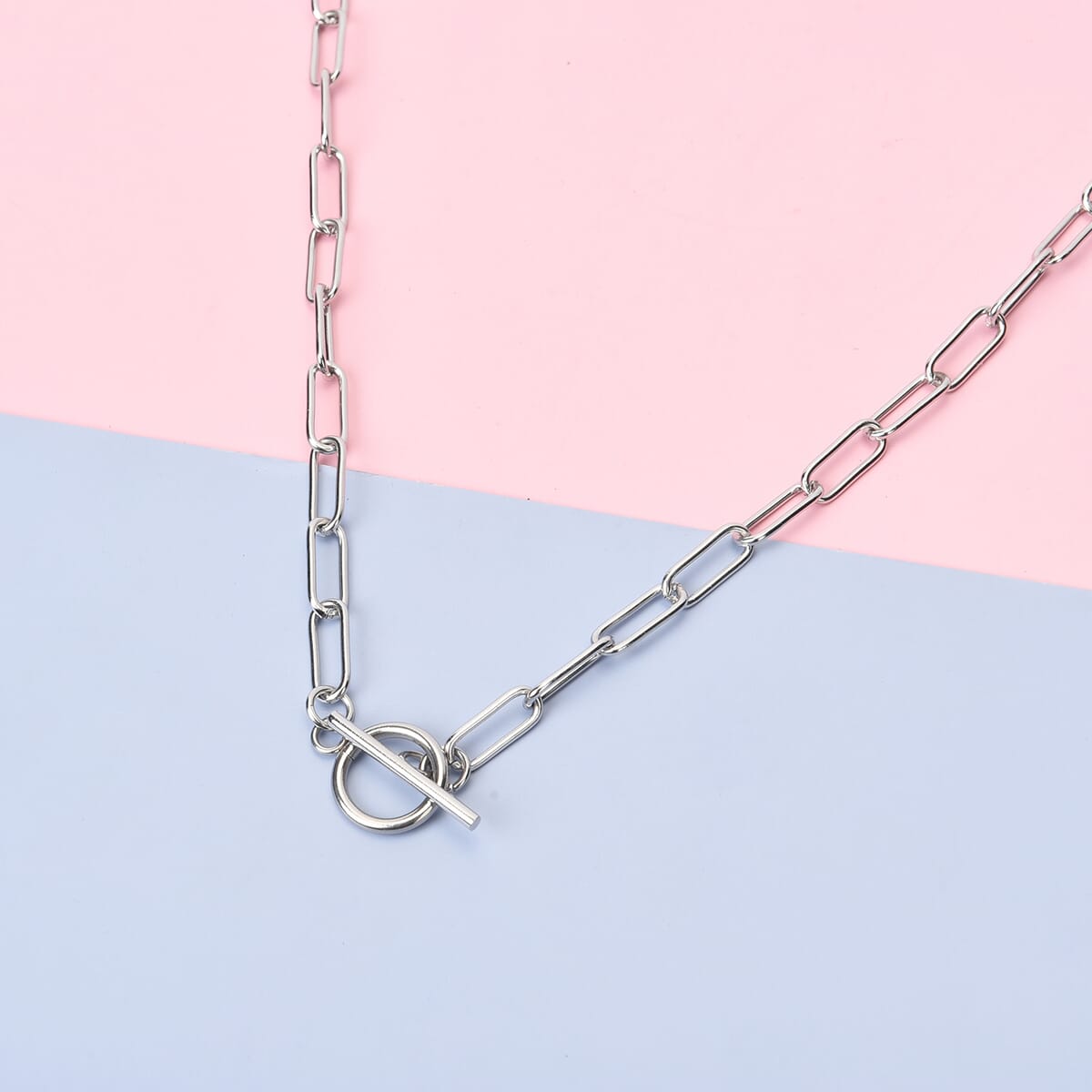 Paper Clip Chain Necklace in Stainless Steel 20 Inches image number 1