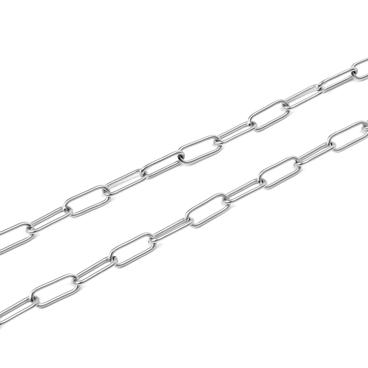 Paper Clip Chain Necklace in Stainless Steel 20 Inches image number 2
