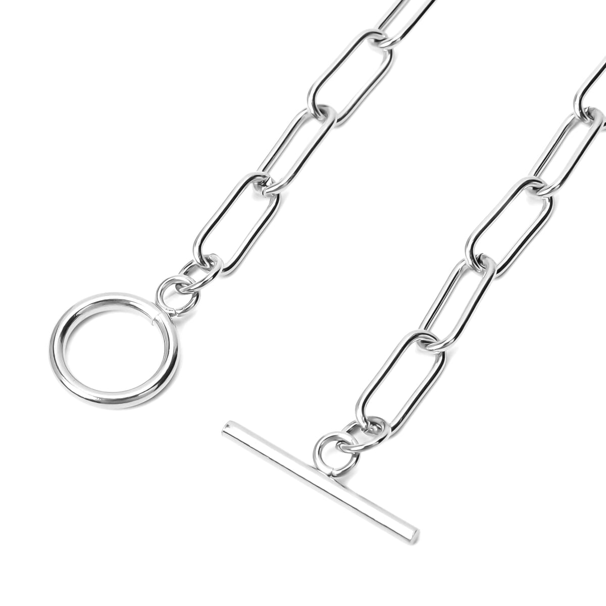 Paper Clip Chain Necklace in Stainless Steel 20 Inches image number 3