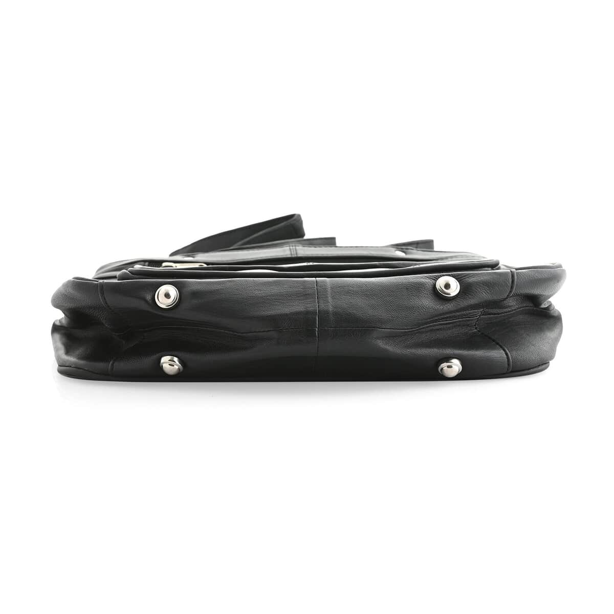 Black Genuine Leather Tote Shoulder Bag (12"x4"x9.25") image number 3