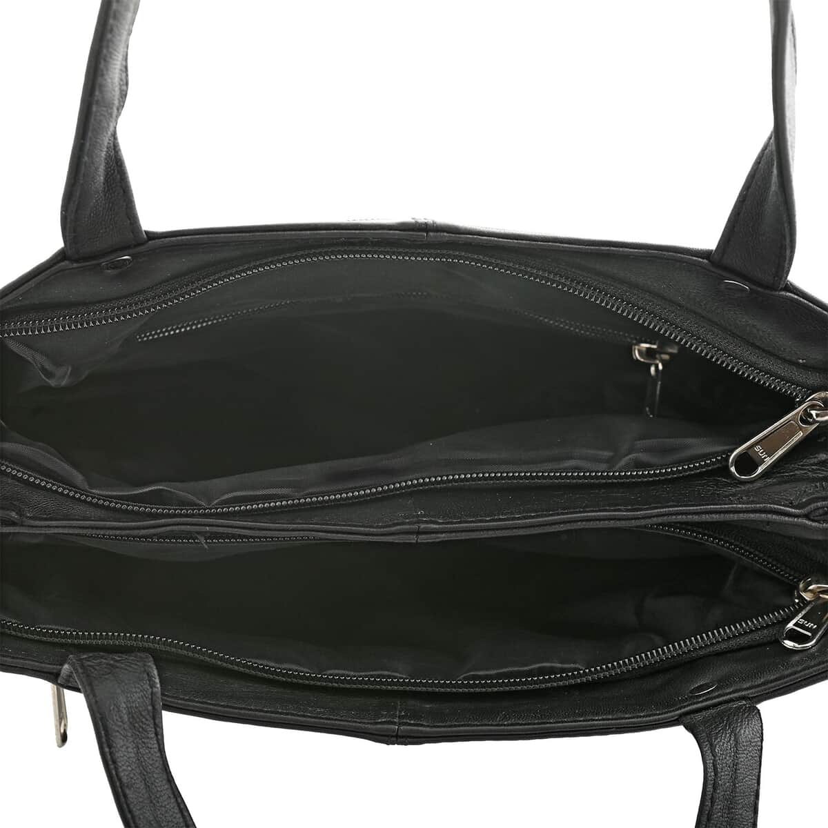 Black Genuine Leather Shoulder Bag with RFID Protection Front Pocket image number 5