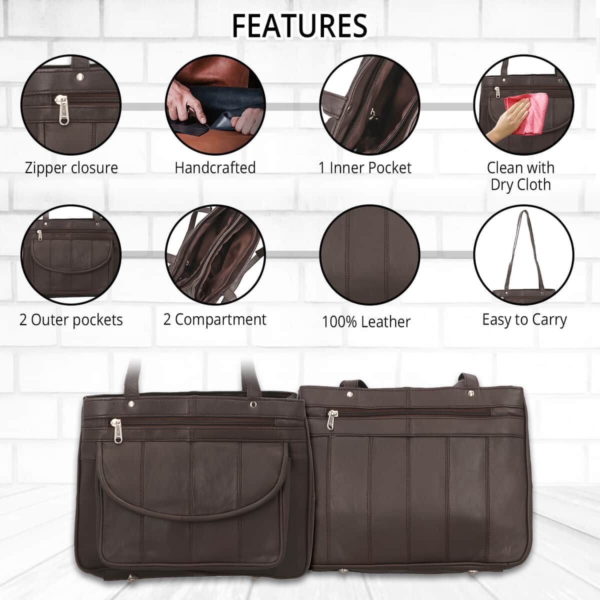 Brown Genuine Leather Shoulder Bag with RFID Protection Front Pocket , Shoulder Bag for Women , Designer Leather Shoulder Bags , Leather Handbags , Leather Purse image number 2