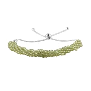 31.65 ctw Peridot Beads Bolo Bracelet in Sterling Silver