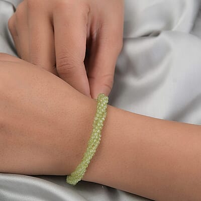 Peridot Multi Row Beaded Bolo Bracelet in Sterling Silver 24.60 ctw