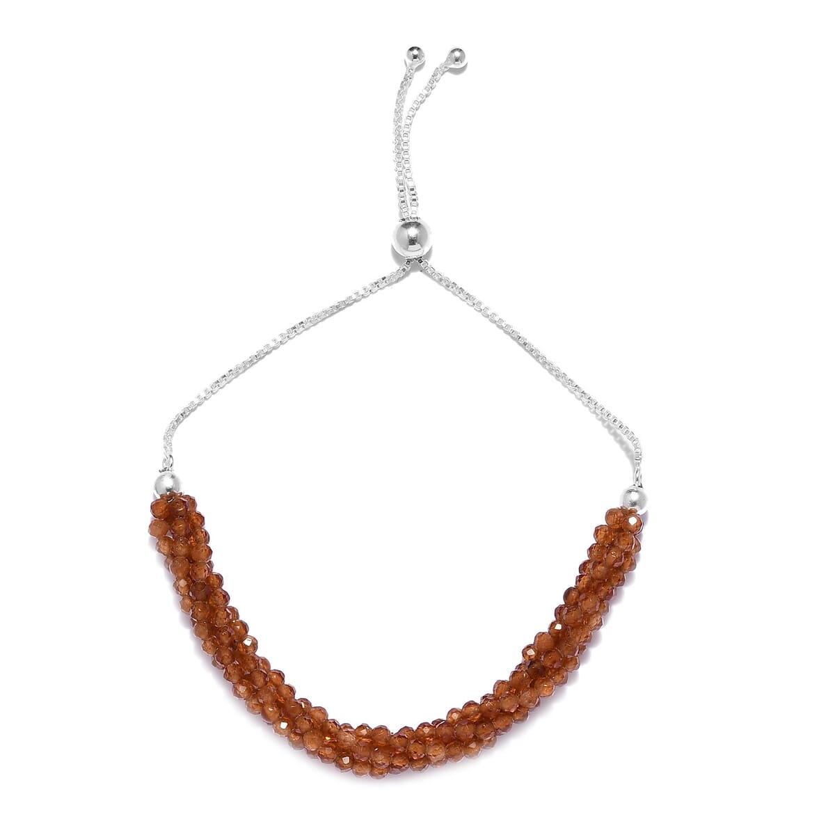 Ratnapura Hessonite Garnet Multi Row Beaded Bolo Bracelet in Sterling Silver 31.10 ctw image number 0