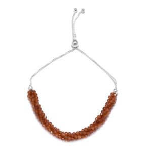 Ratnapura Hessonite Garnet Multi Row Beaded Bolo Bracelet in Sterling Silver 31.10 ctw