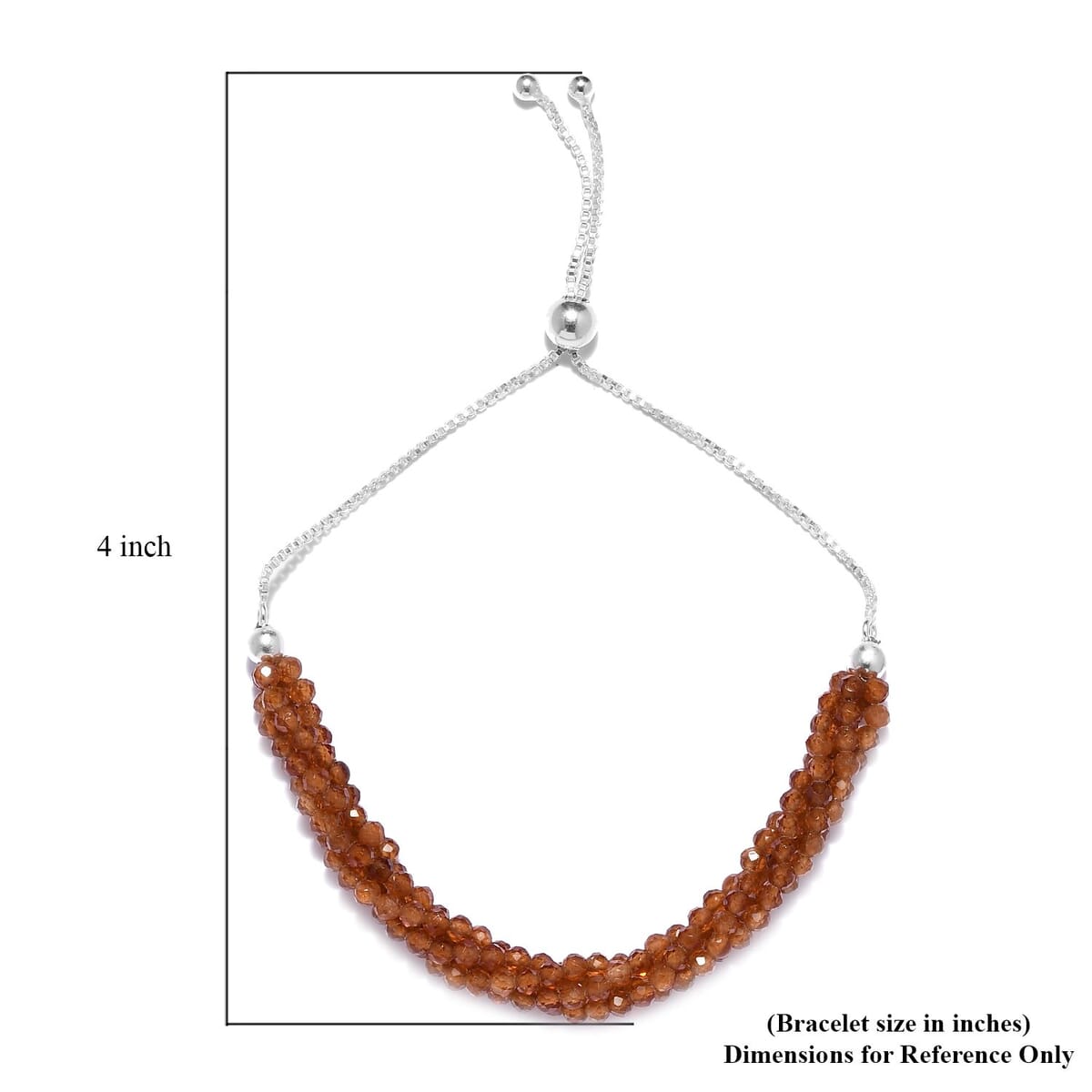 Ratnapura Hessonite Garnet Multi Row Beaded Bolo Bracelet in Sterling Silver 31.10 ctw image number 4