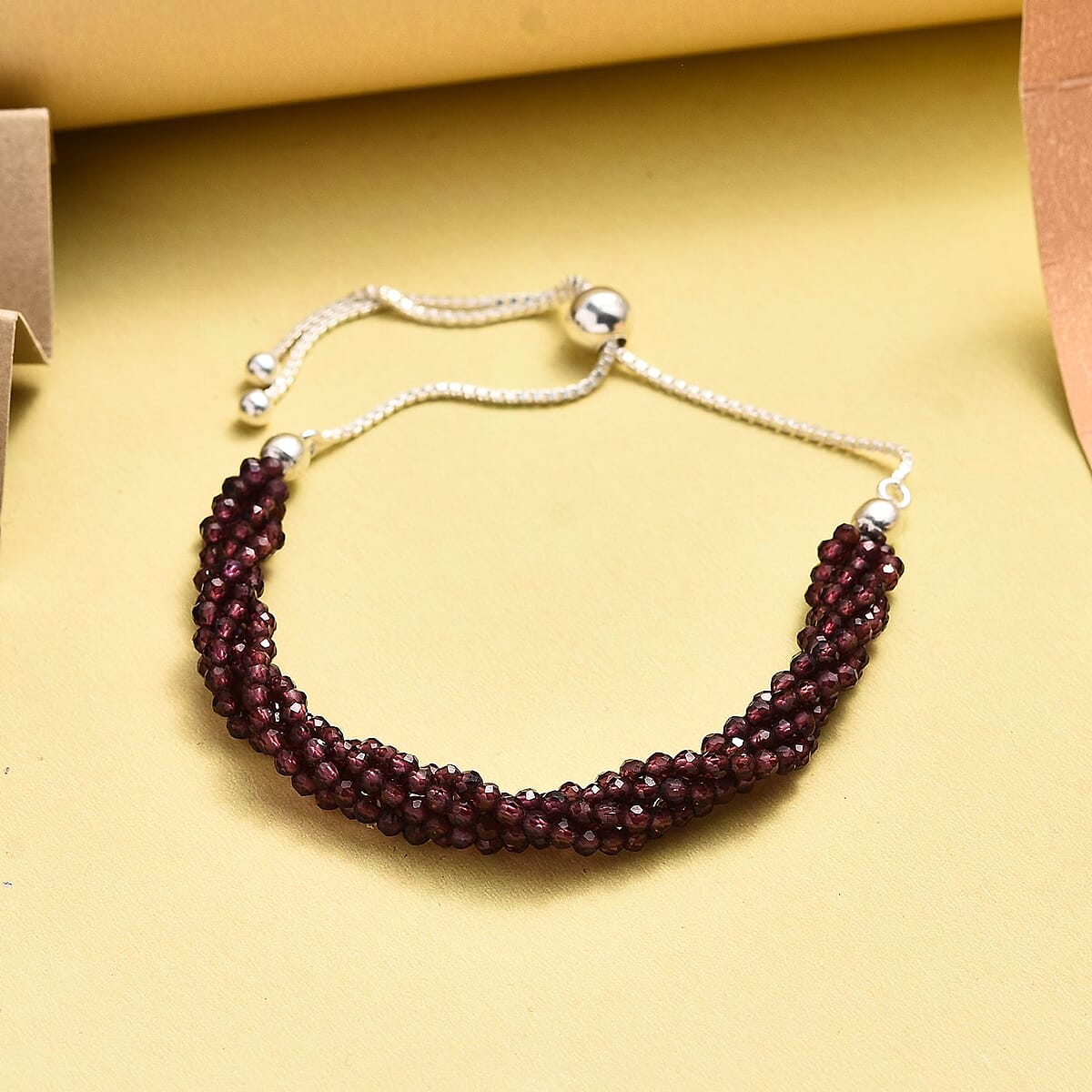 Orissa Rhodolite Garnet Multi Row Beaded Bolo Bracelet in Sterling Silver 28.65 ctw image number 1