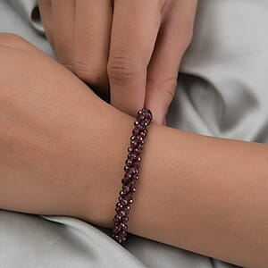Orissa Rhodolite Garnet Multi Row Beaded Bolo Bracelet in Sterling Silver 28.65 ctw