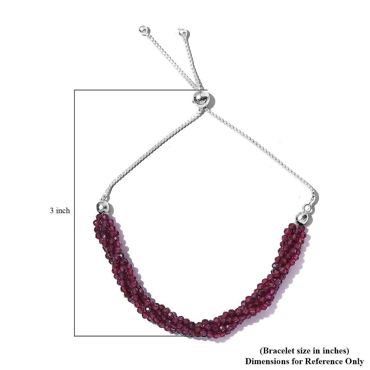 Orissa Rhodolite Garnet Multi Row Beaded Bolo Bracelet in Sterling Silver 28.65 ctw image number 4
