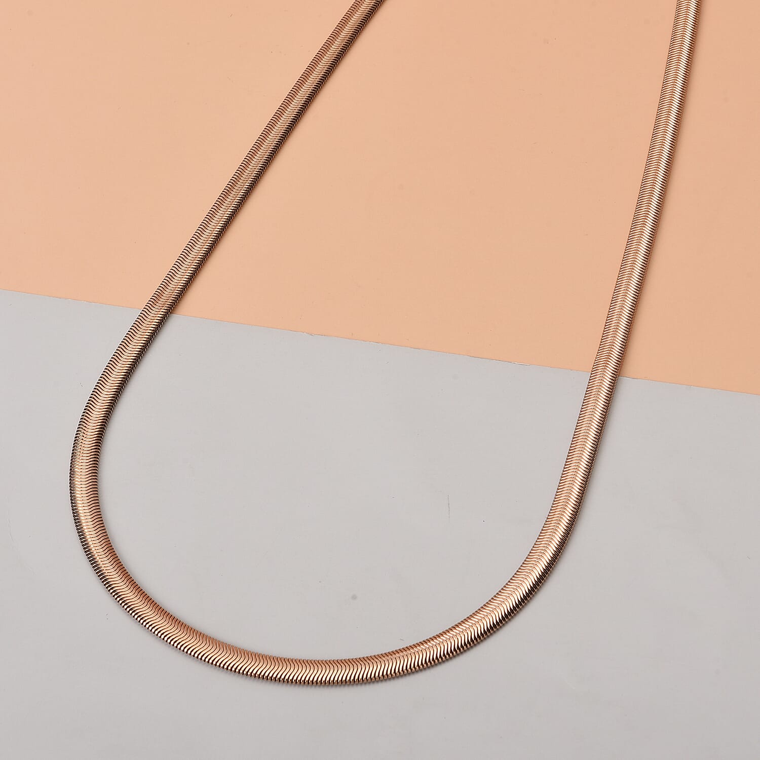 Flat Snake Necklace 26-30 Inches in ION Plated RG Stainless Steel 21.40 Grams