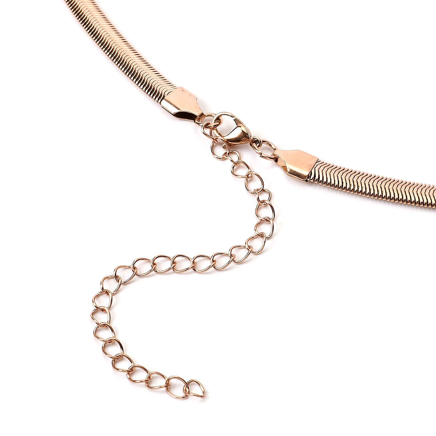 Flat Snake Necklace 26-30 Inches in ION Plated RG Stainless Steel 21.40 Grams