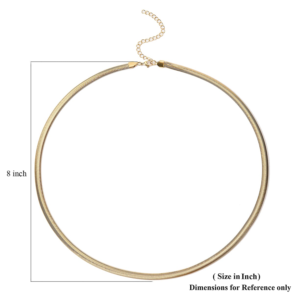 Flat Snake Necklace 26-30 Inches in ION Plated Yellow Gold Stainless Steel 21.40 Grams image number 4