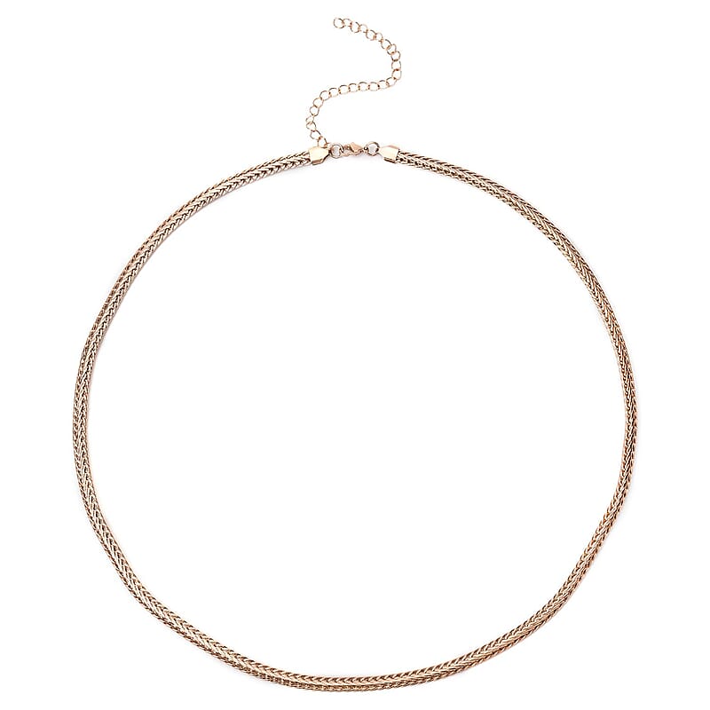 Foxtail Necklace 26-30 Inches in ION Plated Rose Gold Stainless Steel 32.56 Grams