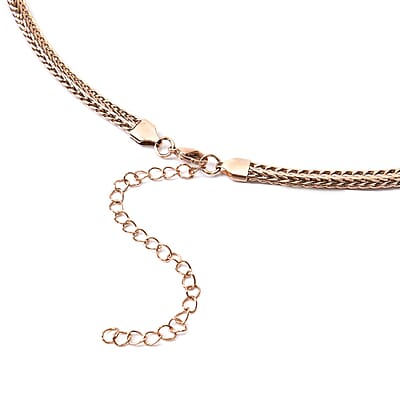 Foxtail Necklace 26-30 Inches in ION Plated Rose Gold Stainless Steel 32.56 Grams