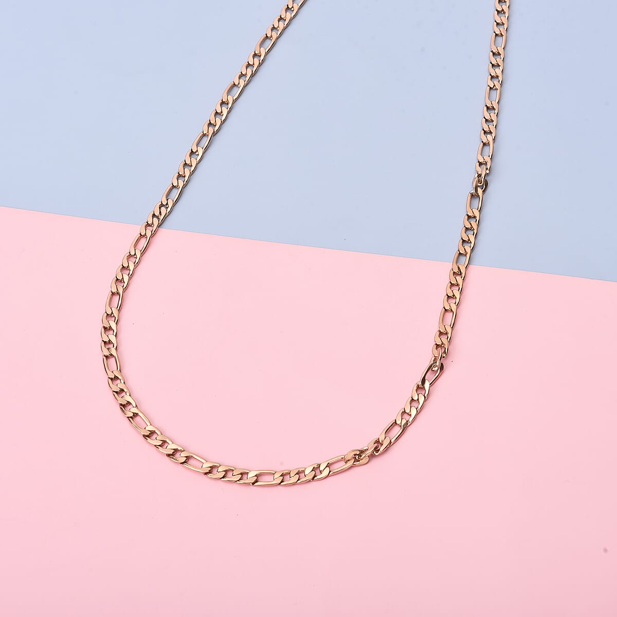 Figaro Necklace 26-30 Inches in ION Plated Rose Gold Stainless Steel 24.60 Grams image number 1
