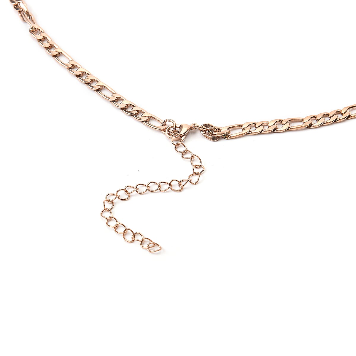 Figaro Necklace 26-30 Inches in ION Plated Rose Gold Stainless Steel 24.60 Grams image number 3