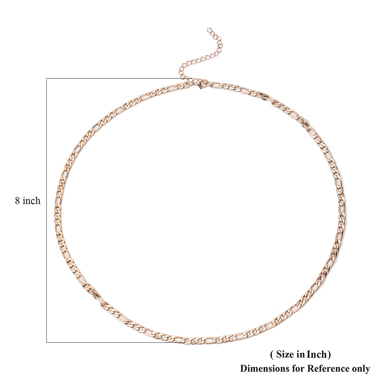 Figaro Necklace 26-30 Inches in ION Plated Rose Gold Stainless Steel 24.60 Grams image number 4