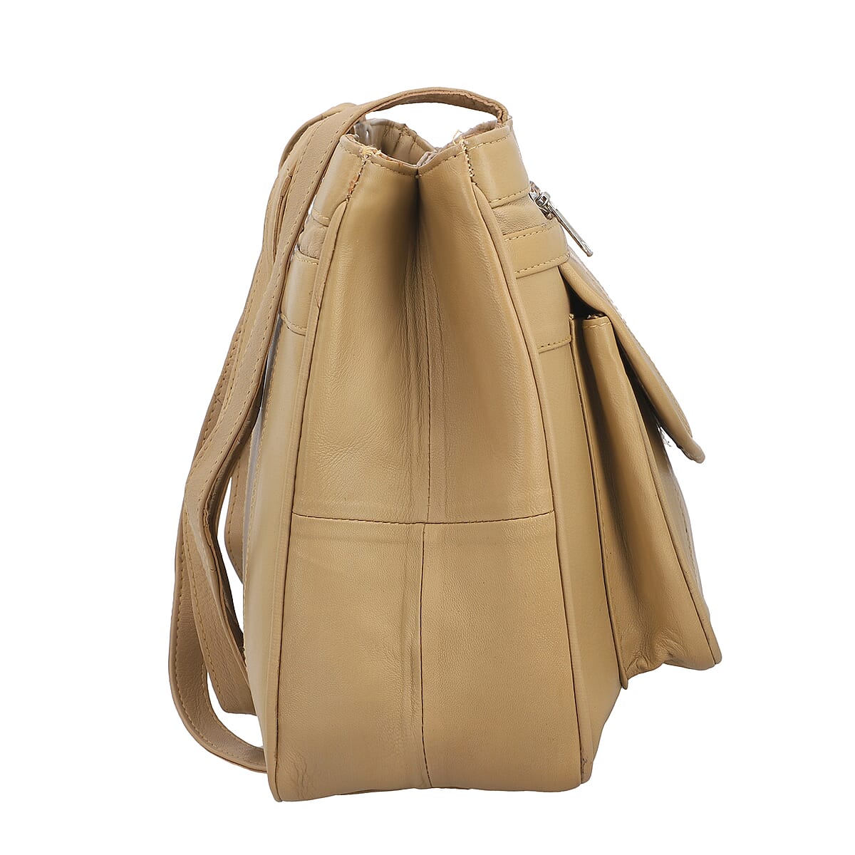 Tan Genuine Leather Shoulder Bag with RFID Protection Front Pocket , Shoulder Bag for Women , Designer Leather Shoulder Bags , Leather Handbags , Leather Purse image number 3